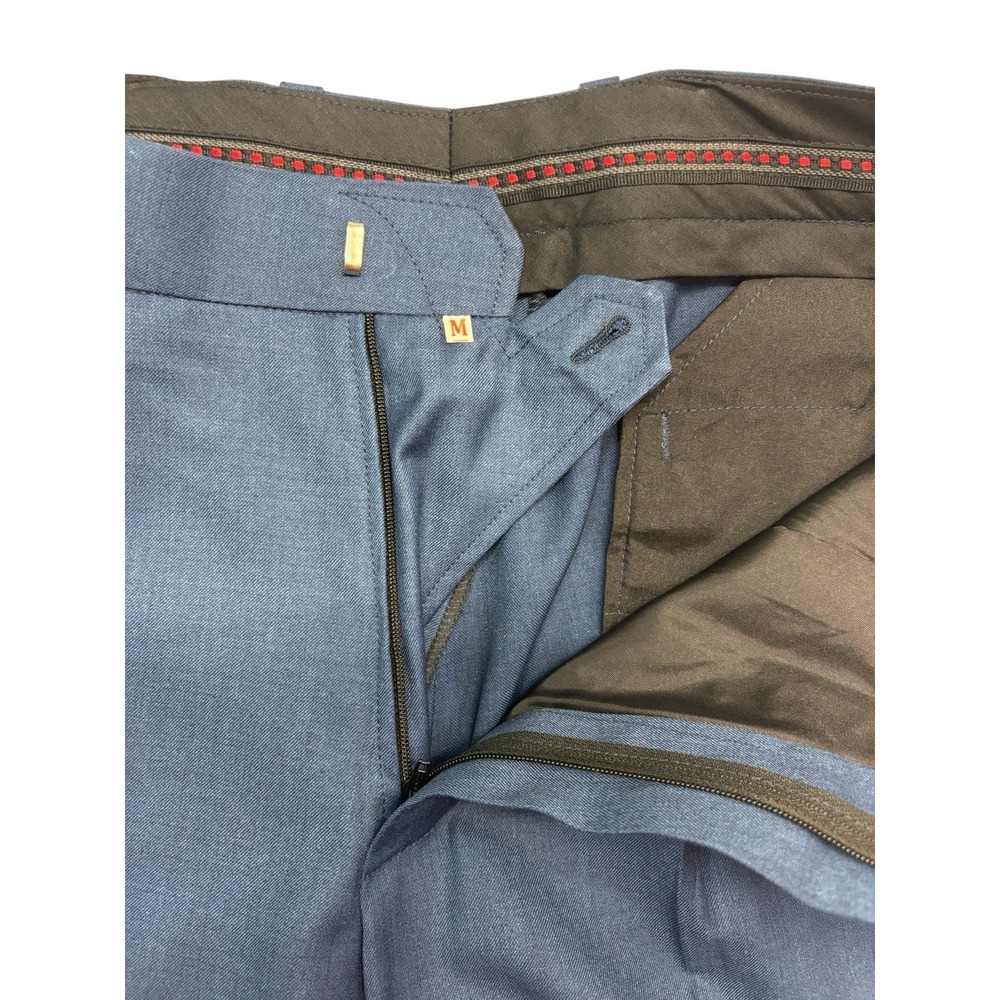 NEW vtg Bespoke Tailored 32x30 Blue Sharkskin Silk Pants Trousers Wide Leg Pleat - Picture 9 of 10